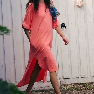Free People Vibrant Coral Cover-Up Dress